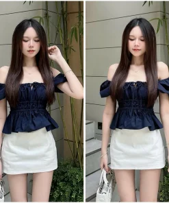 Chân Váy Chữ A Ngắn Basic Cạp Trễ Phong Cách Y2K Có Quần Bảo Hộ