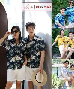 Áo sơ mi hoa quả đi biển nhóm công ty hawaii nam nữ chụp kỷ yếu