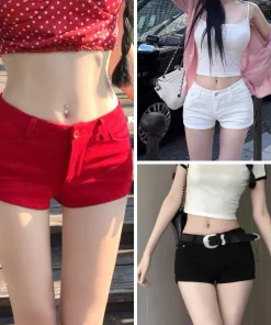 Quần short jean nữ cạp trễ, quần short jean nữ siêu ngắn, quần short phong cách Y2K