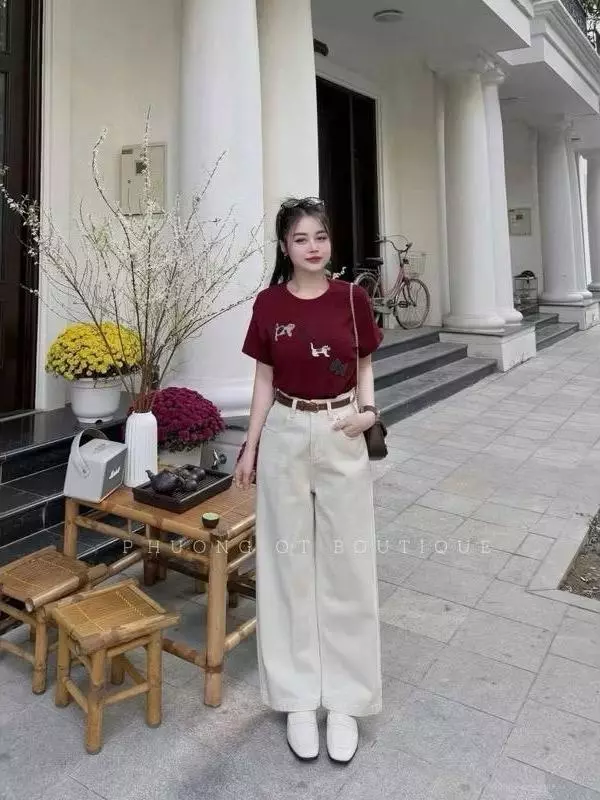 Quần jean ống suông 3 màu xanh than Denim/ kem (vải đẹp) dài 95-102cm cực hot