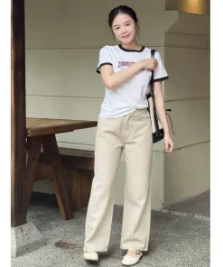 [Dài 88-93cm]Quần Jean Ống Suông TÚI NẮP TÚI HỘP Nữ LEDA Quần Bò Ống Suông Nấm Lùn 1m5 Quần Rin 9 Tấc