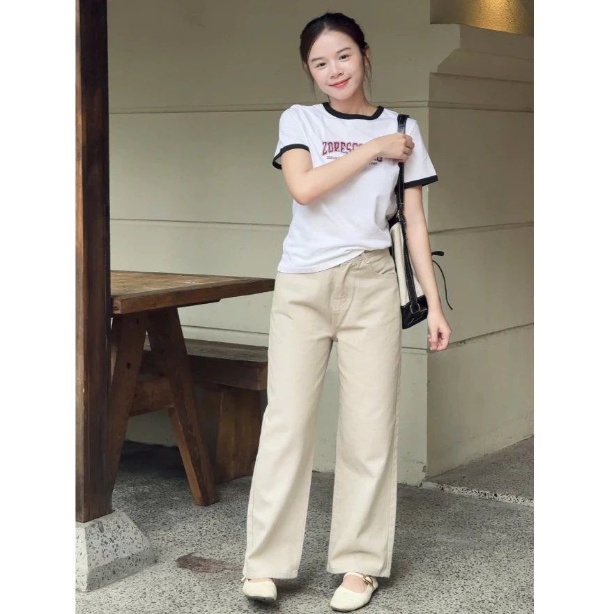 [Dài 88-93cm]Quần Jean Ống Suông TÚI NẮP TÚI HỘP Nữ LEDA Quần Bò Ống Suông Nấm Lùn 1m5 Quần Rin 9 Tấc